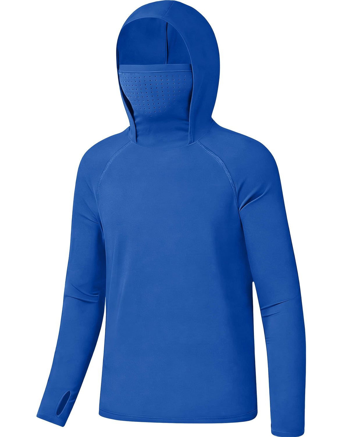 DRONIRING Boys Hooded Fishing Shirt with Mask, Kids UPF 50+ Long Sleeve Rash Guard Hoodie, Sun Protection Beach Swim Shirts Blue