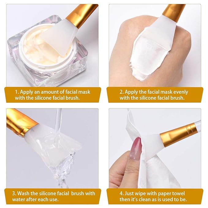 LORMAY Jelly Brush | 2 Pcs Silicone Face Mask Brushes | Mask Application Tool for Even Coverage | Skincare Enhancer | Durable Silicone | Easy to Clean | All Skin Types (Tapered brush head)