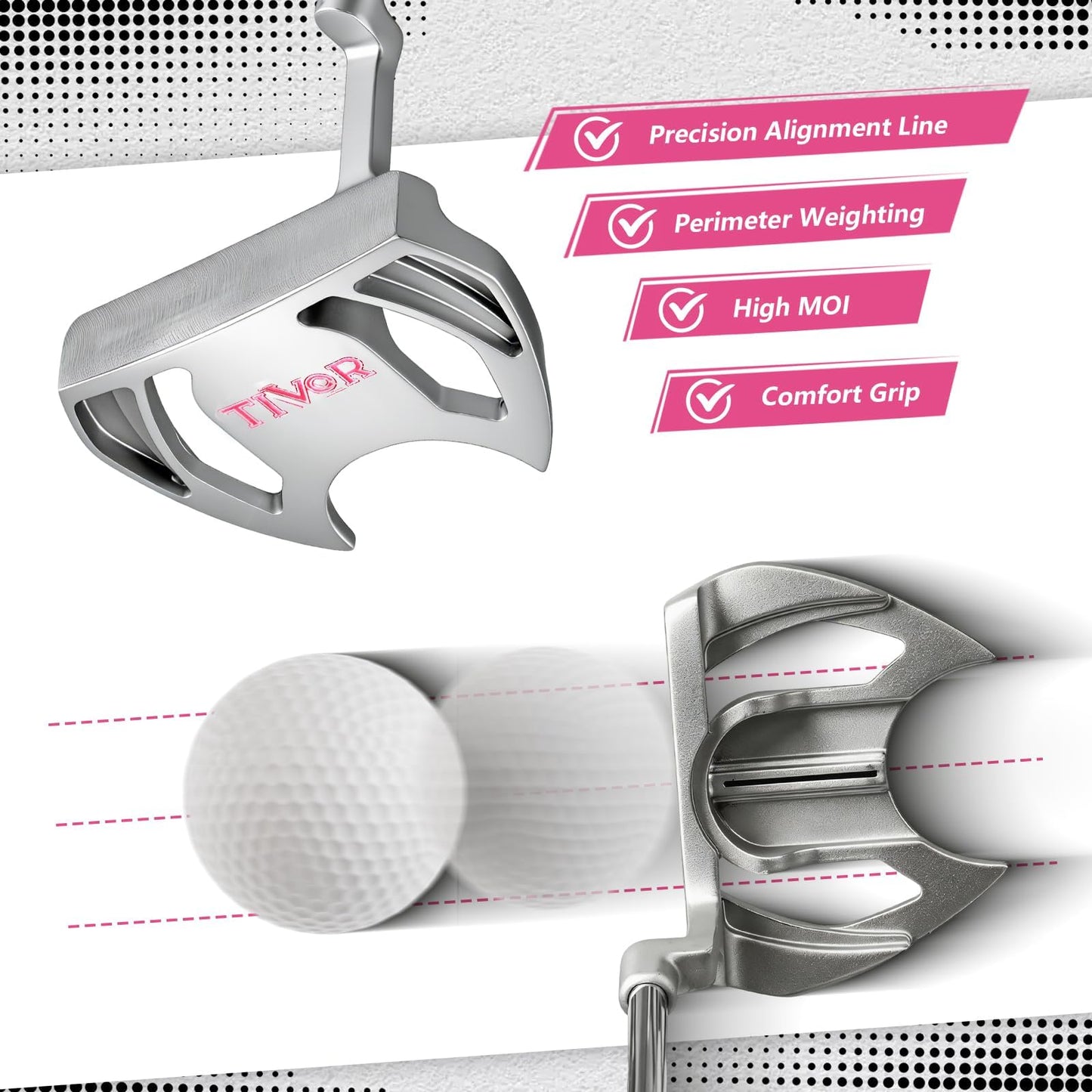 Golf Clubs for Women Left Handed Complete 14-Piece Set with Driver Fairway Hybrid Irons Putter Stand Bag & 3 Headcovers - Beginner Womens Golf Set Pink