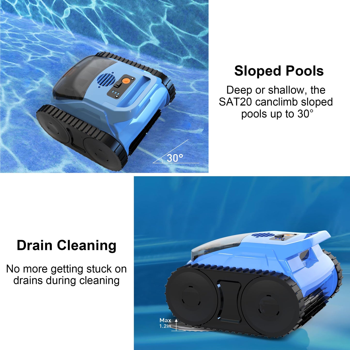 Pool Vacuum for Inground Pools, Zyerch Cordless Robotic Pool Cleaner, Automatic Pool Vacuum with Wall Climbing & Waterline Scrubbing, Cleaning Up to 2100 Sq.ft, 180 Min