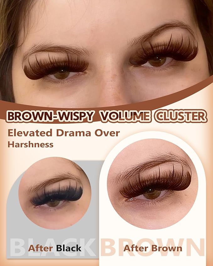Manga Lash Clusters With Spikes Wispy Brown Cluster Eyelash Extensions Fluffy Anime Eyelashes Clusters Reusable Faux Mink Fairy Individual Lash Extension (D Curve 12-20mm 204 pieces)
