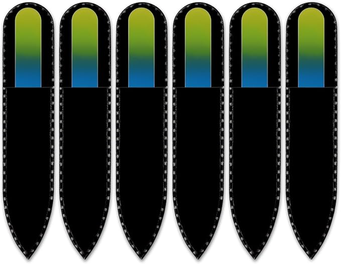 Mont Bleu Rainbow Crystal Nail File in Black Pouch - Small/Purse Size - Czech Tempered Glass - Handmade in Bohemia (Czech Republic)