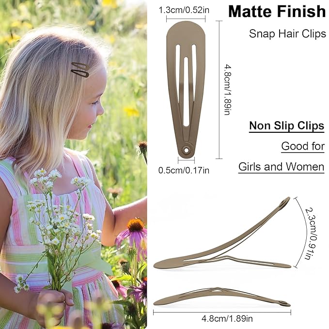 Snap Hair Clips for Women and Girls Water Drop Non Slip Hair Barrettes Matte Finished Metal Hair Clips Accessory Mixed Color 16 PCS 1.89"