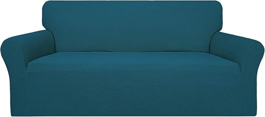 Easy-Going 100% Waterproof Couch Cover, Dual Waterproof Sofa Cover, Stretch Jacquard Sofa Slipcover, Leakproof Furniture Protector for Kids, Pets, Dog and Cat(Oversized Sofa, Peacock Blue)