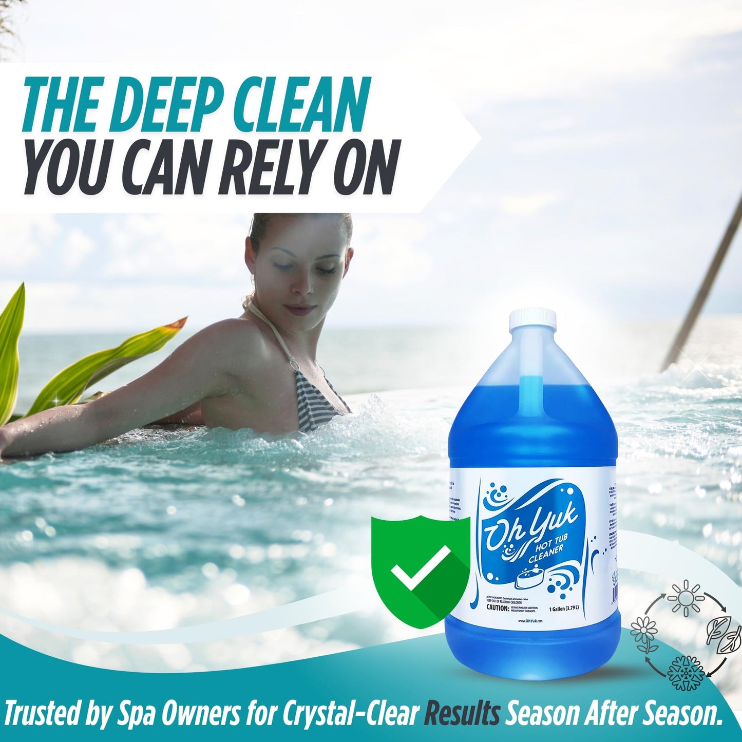 Oh Yuk Healthy Hot Tub Cleaner, The Most Effective Hot Tub Cleaner for Indoor and Outdoor Hot Tubs and Spas - 1 Gallon