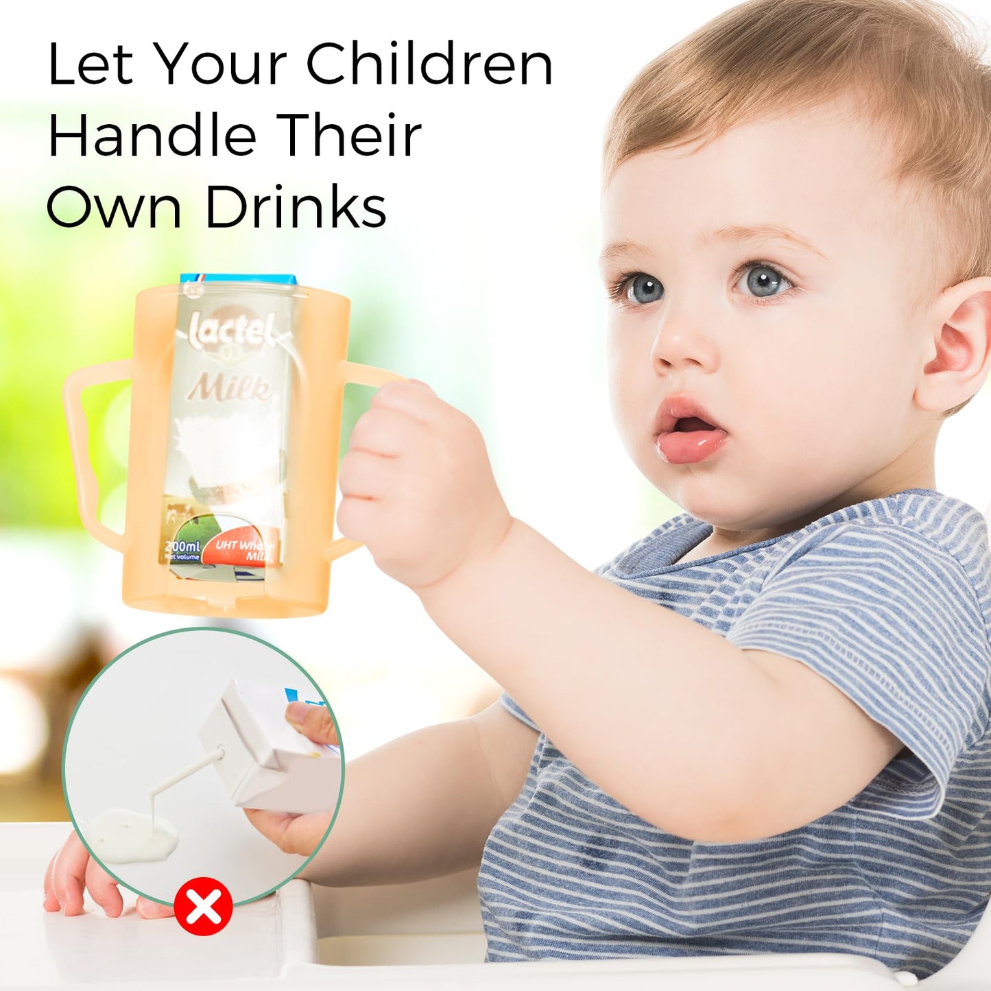 Momcozy Baby Pouch Holder No Squeeze for Food Pouches and Drink Boxes, Allows Baby to Self-feed and Avoid Messes, Baby Food Pouch Holder Handle is Easy to Grip, Comfortable, Green&Orange
