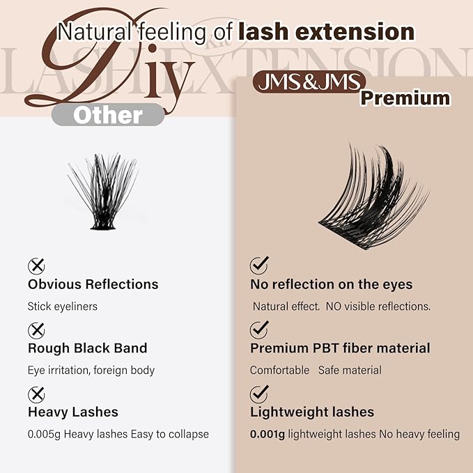 JMS&JMS Lash Clusters Eyelash Clusters 8-18MIX CC Curl Cluster Lashes Soft Wispy Lash Clusters Natural Look DIY Lash Extension At Home(California Sunset-8-18MIX)