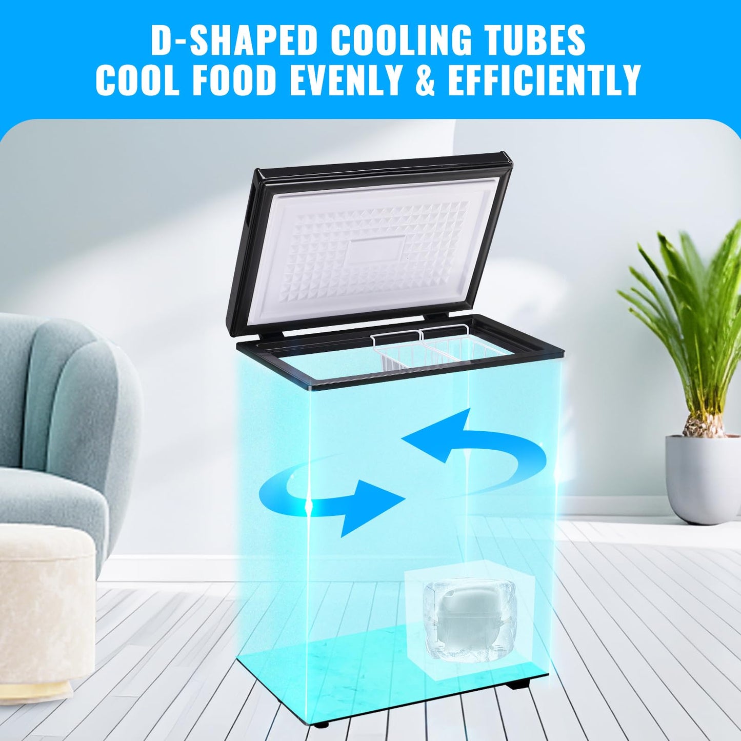 Mini Chest Freezer Compact Deep Freezing Machine with Electronic Temperature Control (Accurate to 1 ℉) Freestanding Small Freezer with 2 Removable Storage Baskets Black
