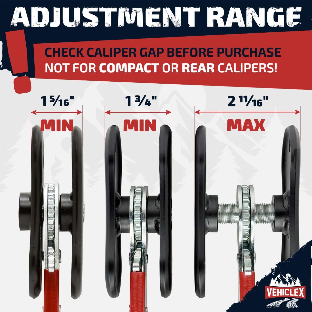 Vehiclex Brake Caliper Compression Tool – Heavy Duty Brake Pad Spreader Tool with Ratcheting Handle & Rib-Reinforced Plates – Caliper Piston Compressor Tool for Cars, SUVs, and Light Trucks
