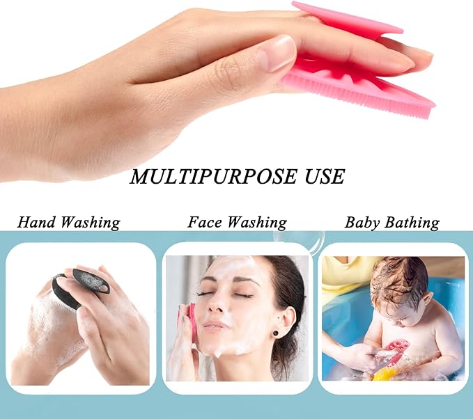 Silicone Face Scrubber, Blackhead Revomer Facial Cleansing Brush Manual Face Washing Brushes,Gentle Exfoliator & Massage Skin Care Tool for Men Women Deep Cleansing and Exfoliating,2 Pack