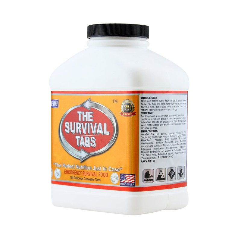 Survival Tabs 15 Day 180 Tabs Emergency Food Survival Food Meal Replacement MREs Gluten Free and Non-GMO 25 Years Shelf Life Long Term Food Storage - Vanilla Flavor