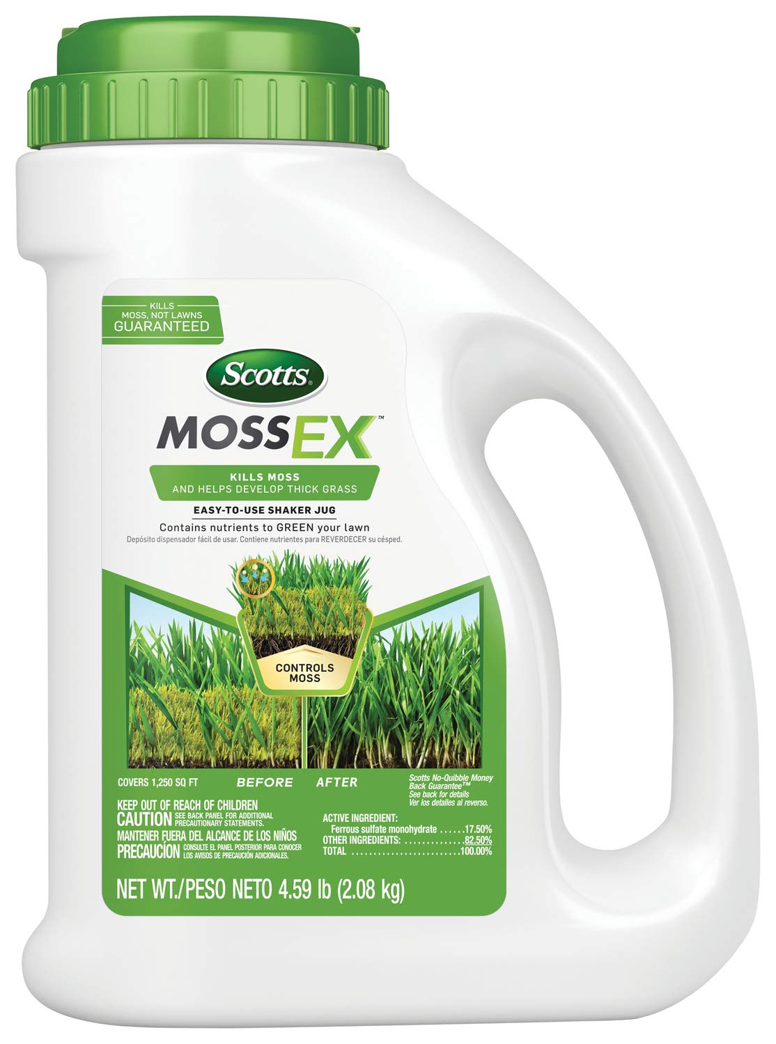 Scotts MossEx, Moss Killer for Lawns, Easy-to-Use Shaker Jug, Contains Fertilizer to Green Grass, 4.59 lbs.