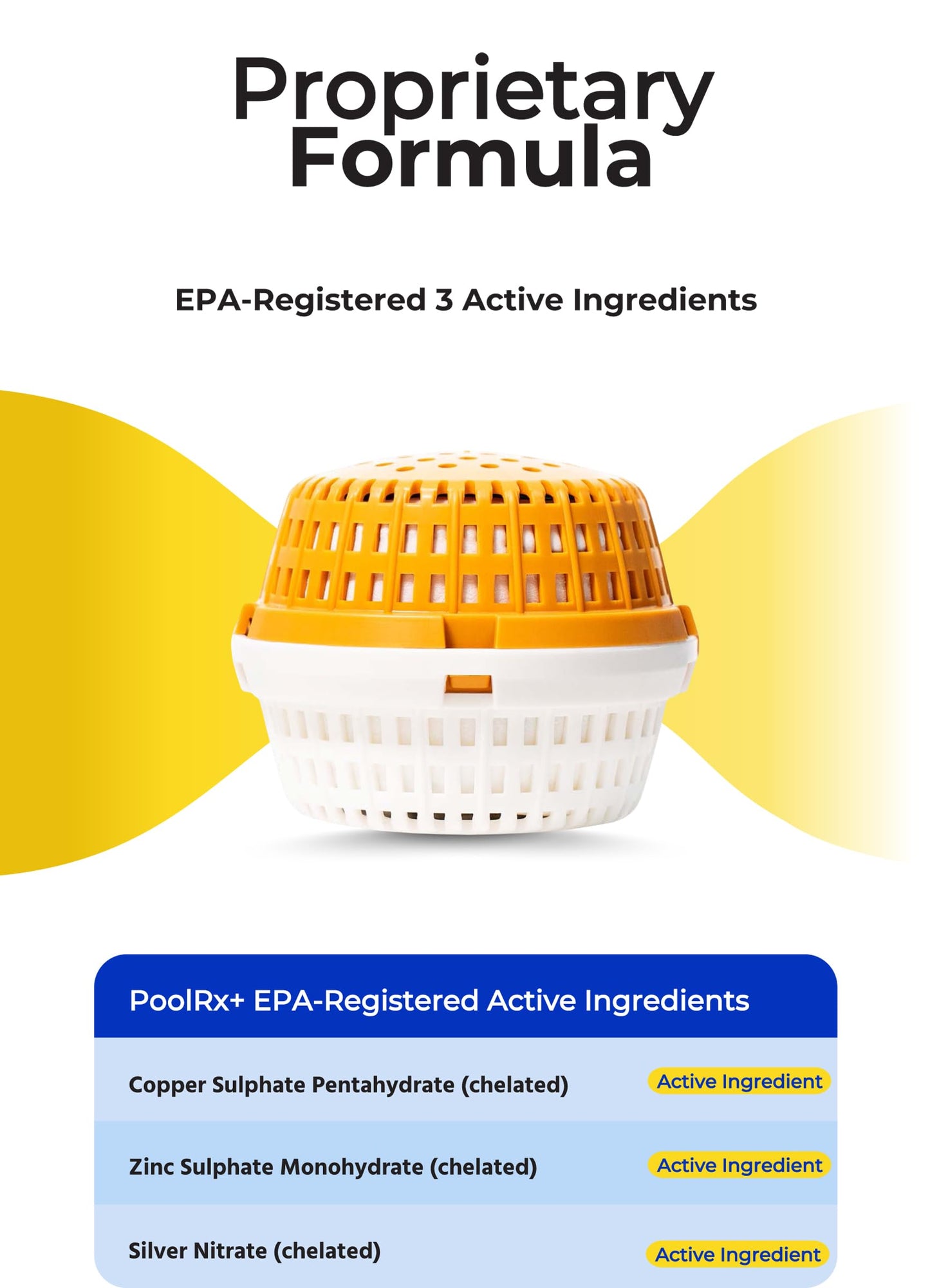 PoolRx+ Mineral Algaecide Unit, up to 6-Month Algae Control, for 5K-7.5K gallons, Orange & White, New Formula with Silver.