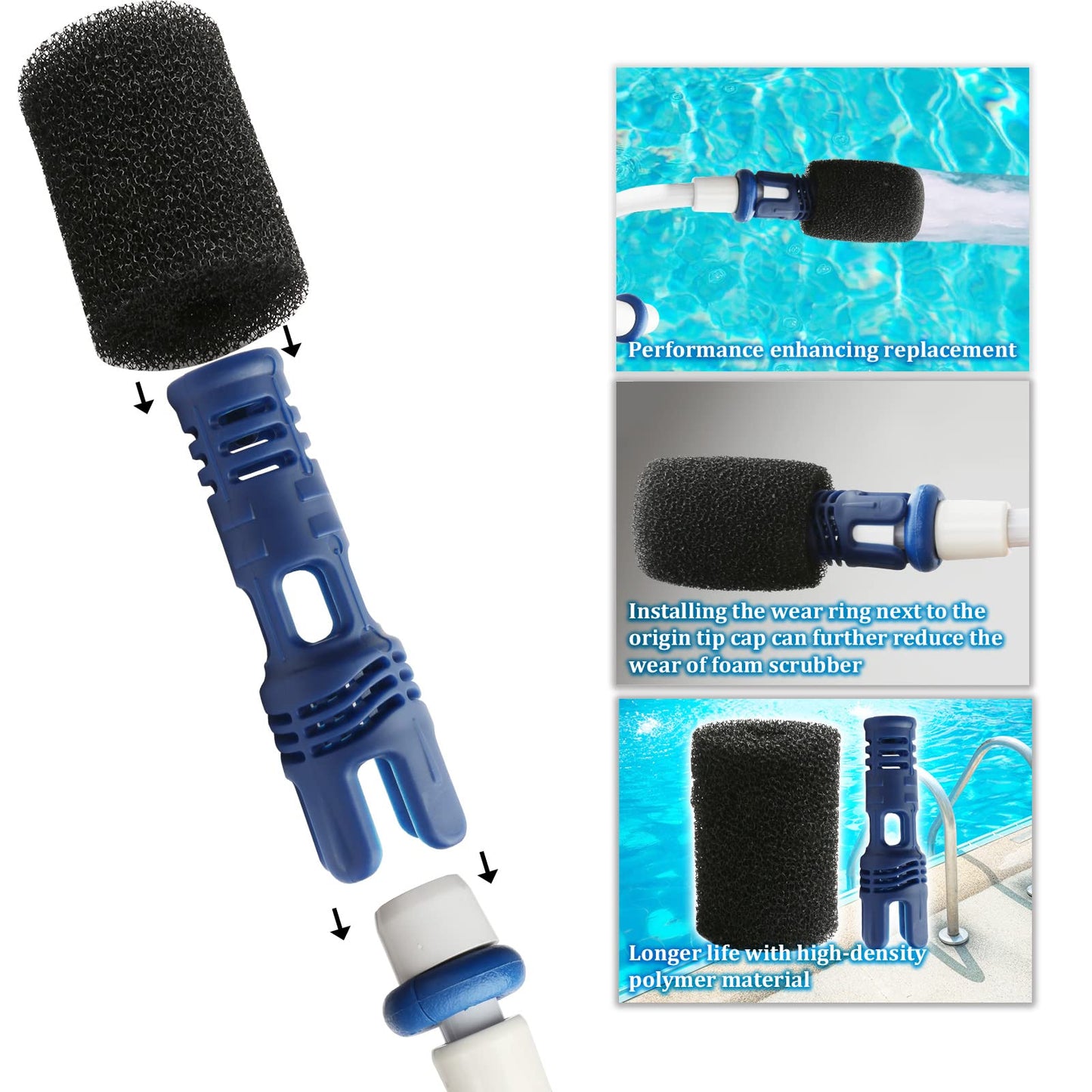 TOMLEND Tail Sweep Pro with Scrubber, Tail Sweep Pro TSP10S Replacement for Polaris 280, 380, 360, 3900 Sport, 180, 1 Tail Sweep Pro with 6 Foam Scrubber for Polaris Pool Cleaner Parts