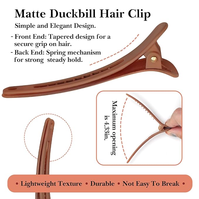 Matte Duckbill Styling Hair Clips Ã¢ÂÂ 3.07 Inch No-Crease Sectioning Barrettes for Women & Girls, Hair Accessories in 4 Colors(12Ã¢ÂÂPack)