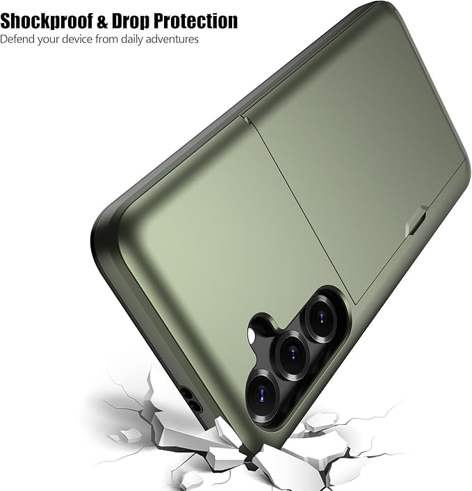 Nvollnoe for Samsung S25 Plus Case with Card Holder Dual Layer Heavy Duty Protective Case Hidden Card Slot Slim Wallet Cover for Samsung S25 Plus 6.7''(Green)