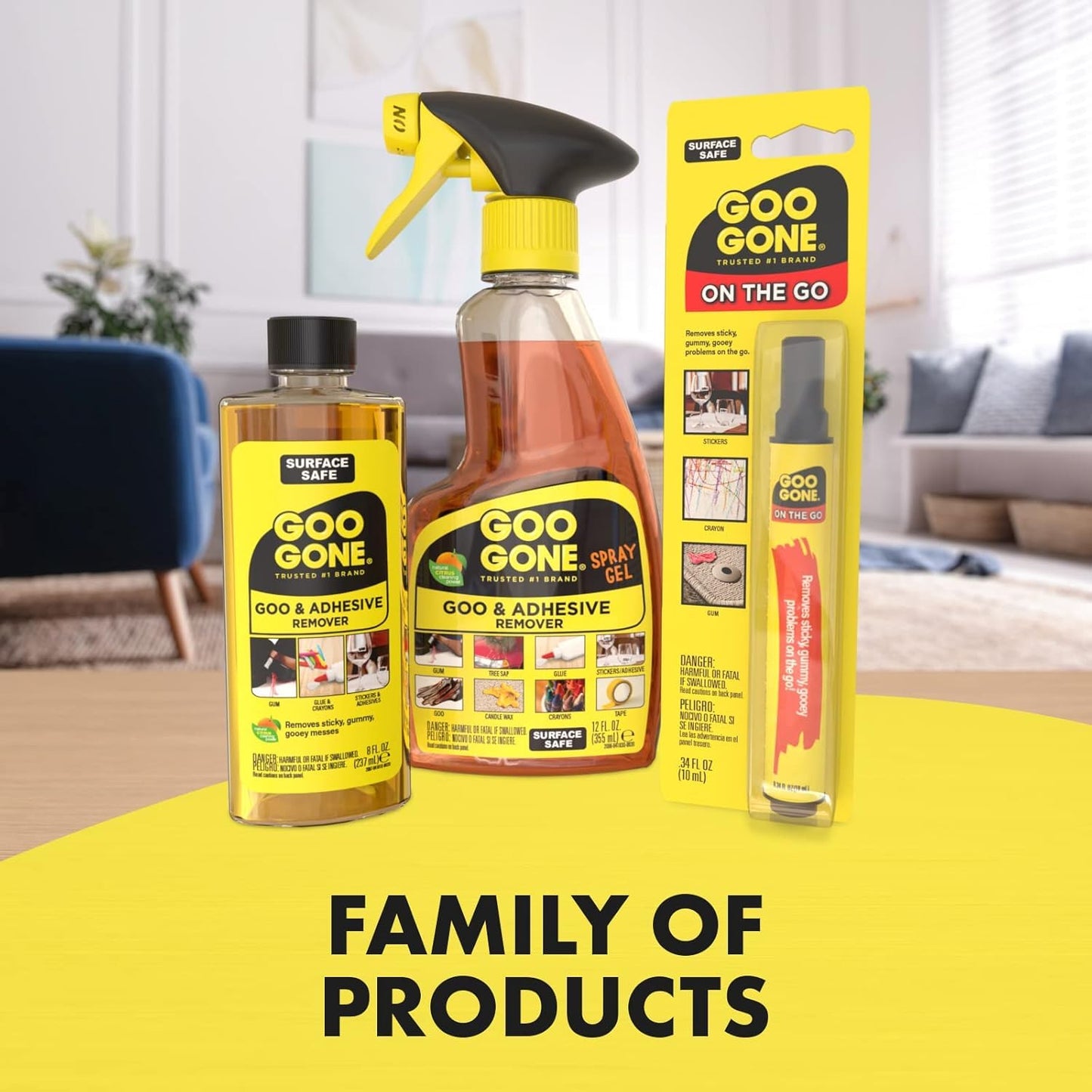 Goo Gone Spray Adhesive Remover Gel, 12 oz, Removes Glue, Stickers, Tape Residue, Grease, Gum & Wax, Adhesive Spray with Citrus Cleaning Power for Hard Surfaces, Carpets & Fabrics