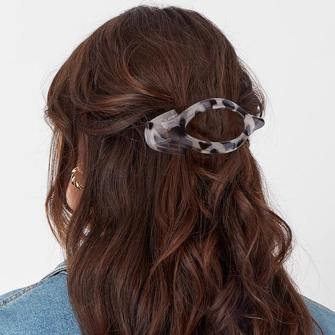 Flat Hair Clips Duckbill Large Claw Clips for Thick Medium Thin Hair 3Pcs Non Slip French Barrettes Alligator Accessories for Women Girls Leopard Grey Brown Black