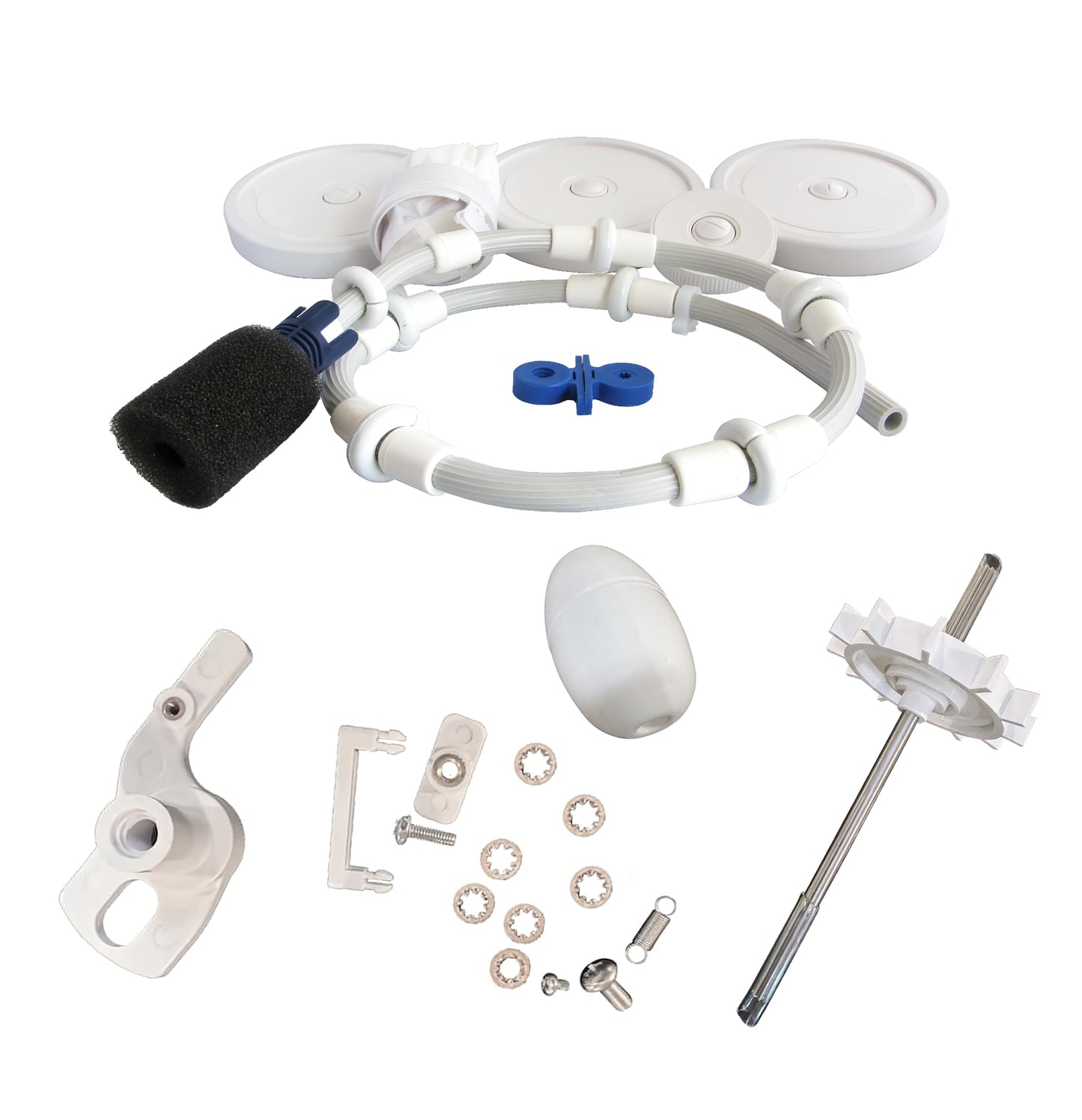 FibroPool Rebuild Kit for Polaris 280 White - Includes Wheels, Turbine, Bearings, Tail, Head Float, Bag, Swing Axle and Scrubber to Tune Up Automatic Cleaners - Not Compatible 360 or 380