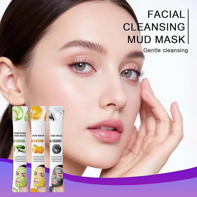 30P Clay Mask for Face Set with Silicone Face Mask Brush,Includes Vitamin C Clay Mask,Cucumber Clay Mask,Dead Sea Mud Mask,Pore Cleansing Face Mask Set,Mask Skincare for Men & Women
