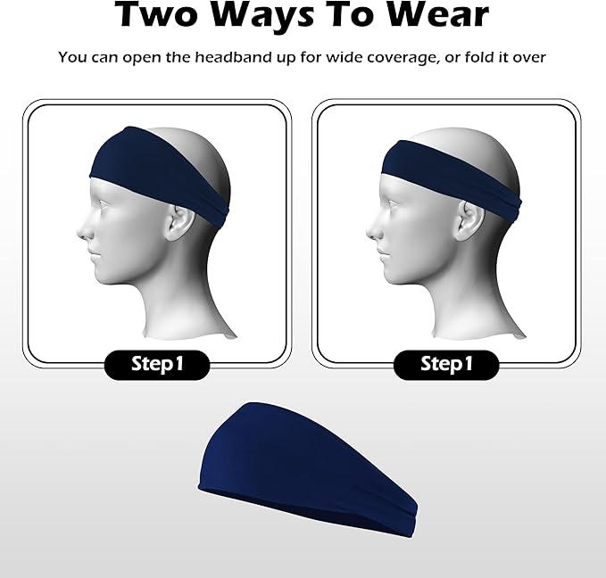 Headbands for Women, 12PCS Wide Stretchy Sports Hair Bands, Elastic Soft Fashion Head Bands, Non-Slip Running Sweatbands for Fashion, Washing Face, Workouts, Yoga, Daily Use