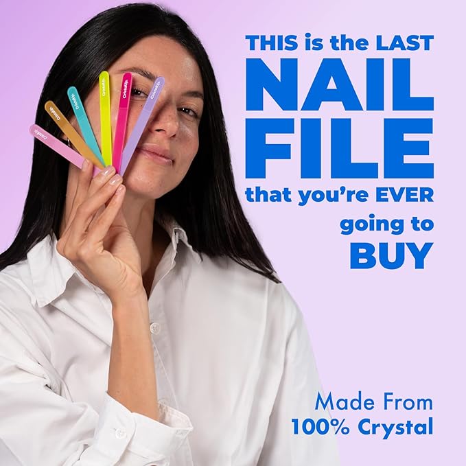 CRISTAUP Crystal Hand Nail File 5.3in, Glass File Durable, Eco Friendly, Gentle on Nails, Perfect for Home, Office and On The Go Elegant Design for Professional Manicure and Pedicure Results