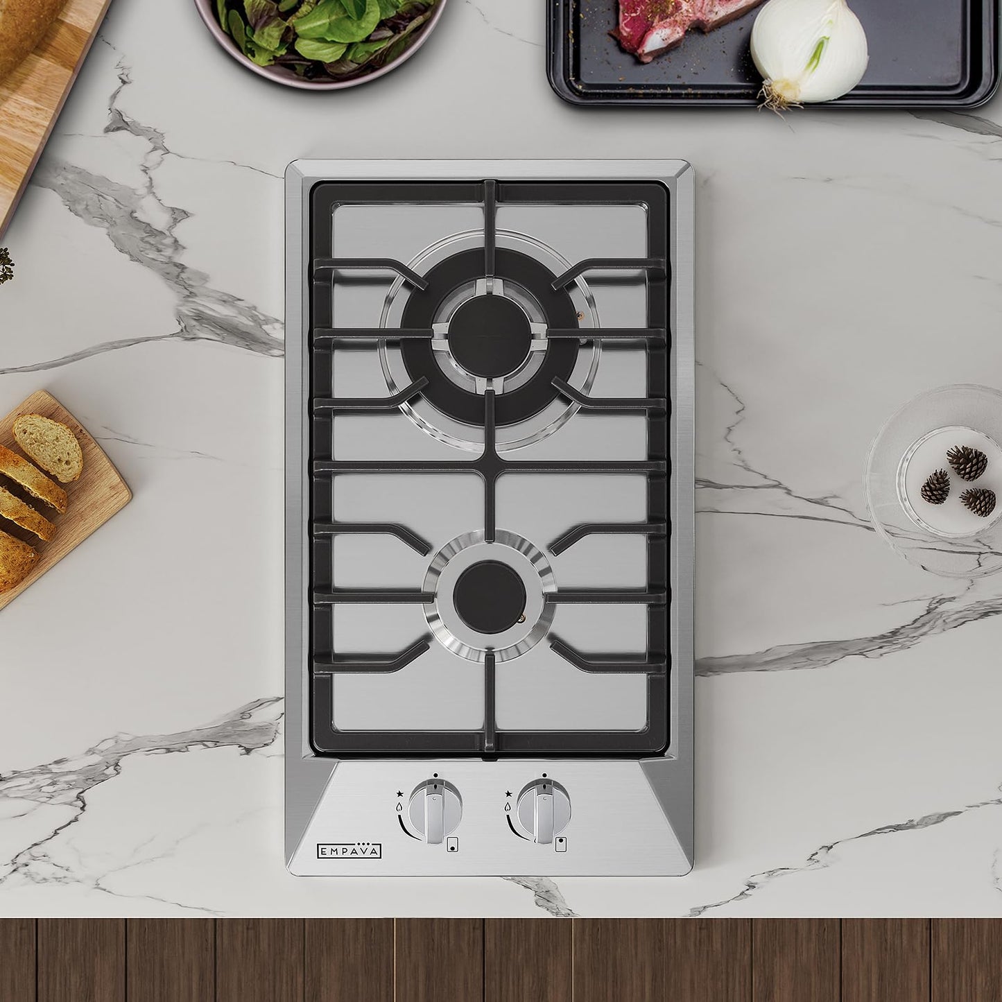 Empava 30 Inch Built-in Gas Cooktop with Stainless Steel Surface, 5 Sealed SABAF Burners, LPG/NG Convertible, Flame Failure Protection, Heavy Duty Cast Iron Grates