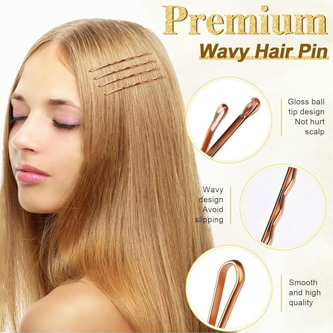 330 PCS Rose Gold Bobby Pins for Women Girls, YINGFENG 2.2 Inch Long Super Grip Blonde Hair Pins with Box, Reusable Non Slip Hair Pins, For Buns, Thick Hair Thin Hair And All Hair Types