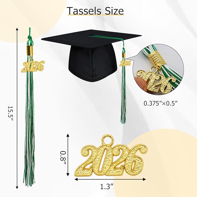 GraduationMall Single&Multiple Color Graduation Tassel with 2026 Year Charm 9"