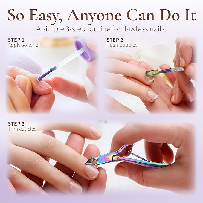 Professional Cuticle Cutter & Pusher Trimmer Manicure Tools with Double Spring – Perfect Nail Care Tool for Manicure & Pedicure Beauty at Home/Spa/Saloon
