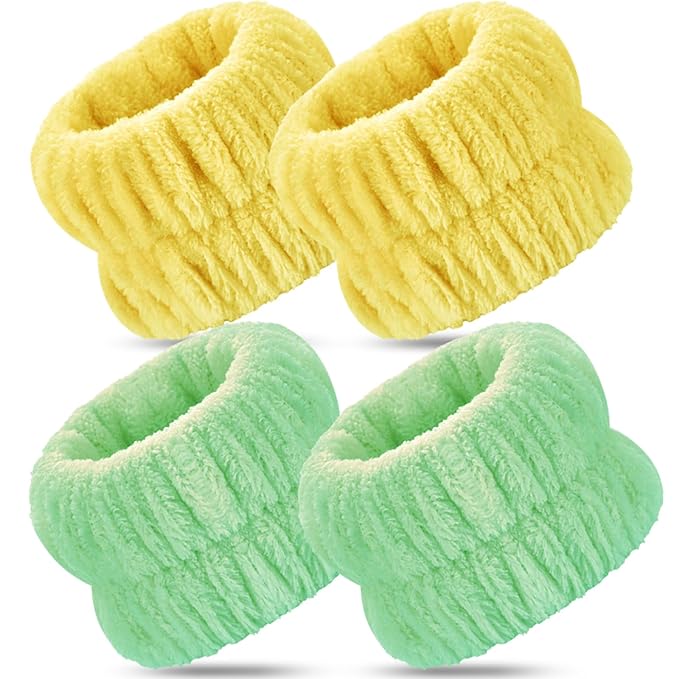 Wrist Bands for Washing Face, 4pcs Spa Face Washing Wristbands, Microfiber Arm Wrist Towels, Absorbent Wash Wristbands for Woman Men, Prevent Water from Spilling Down Your Arms
