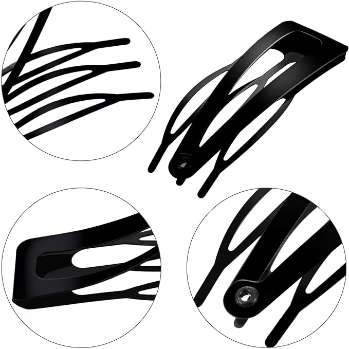 Chinco 24 Pcs Double Grip Hair Clips Metal Snap Clips Women Barrettes for Hair Making, Salon Supplies(Black,2 Inch)