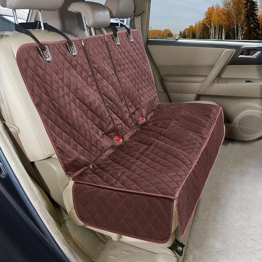 Dog Car Seat Cover for Back Seat Cover for Kids,Non Stick Fur Rear Seat Protector for Pet,Nonslip Waterproof Universal Fit Interior Backseat Covers for Auto Van SUV (Large, Coffee Brown)