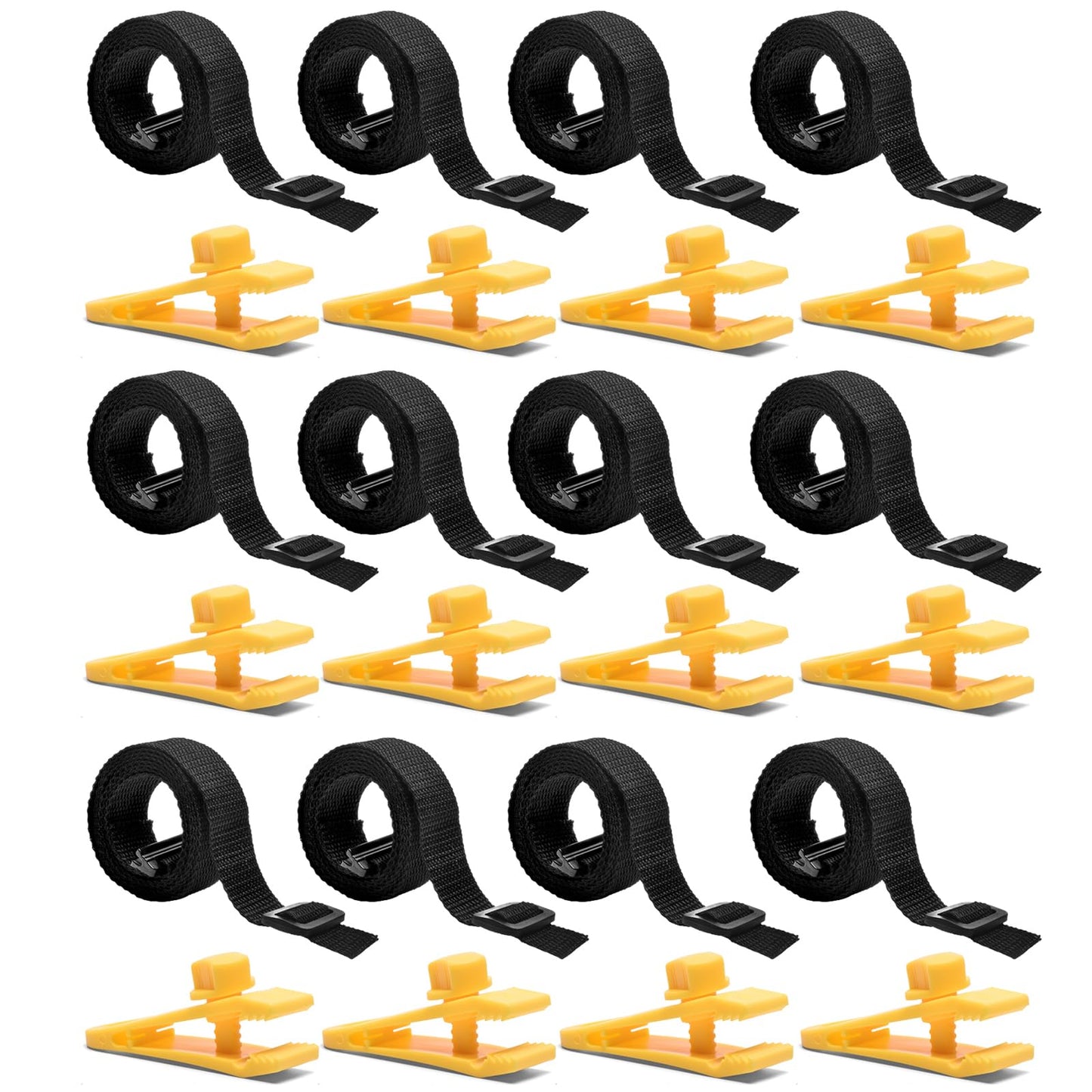 36 Pcs Pool Solar Cover Reel Attachment Kit, Solar Cover Reel Blanket Straps and Clips for Universal Inground Swimming Pool (Yellow, 36Pcs)