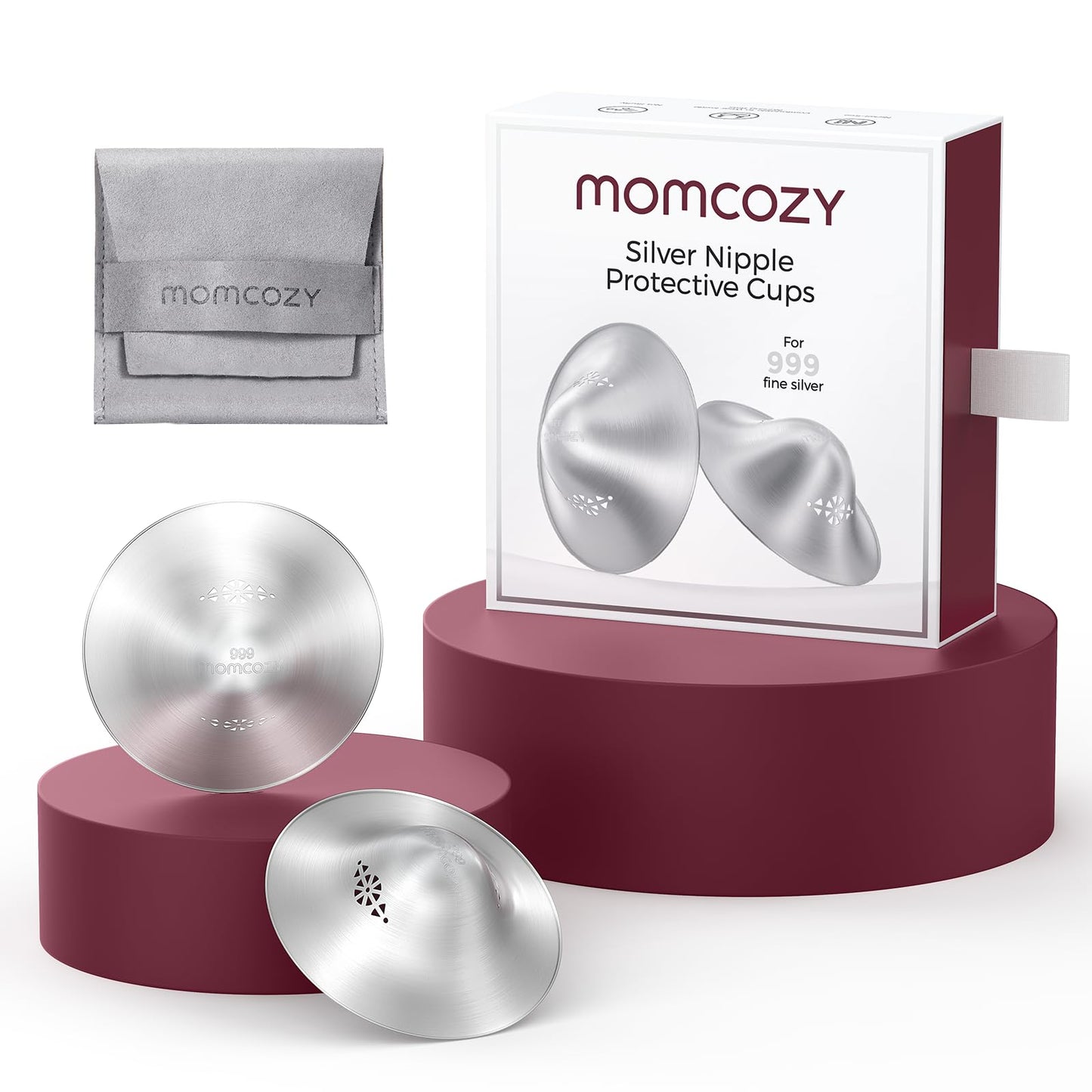 Momcozy 999 Silver Nursing Cups Original Perforated Breathable Design, 999 Silver Nipple Cover for Breastfeeding Essential,Nipple Shield for Nursing Newborn, Metal Nipple Shields, Regular, XL Size