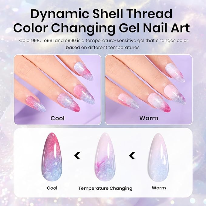 Beetles Pearl Gel Nail Polish Set - Ocean Treasures 20 Colors Spring Glitter Cat Eye Pink Red Mermaid Swirl Thread Effect Gel Polish Soak off UV Nail Gel Home DIY Manicure Gift for Women