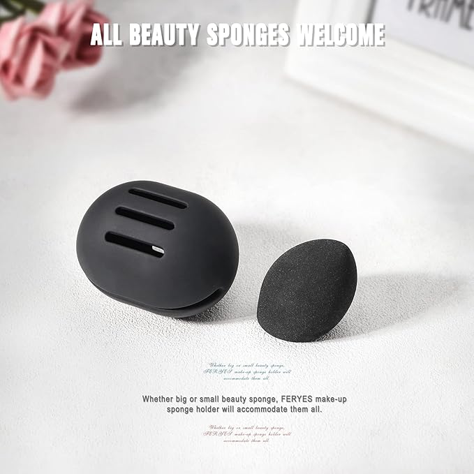FERYES 2 PCS Makeup Sponge Holder Ã¢ÂÂ Shatterproof Eco-Friendly Silicone Beauty Make Up Blender Case for Travel
