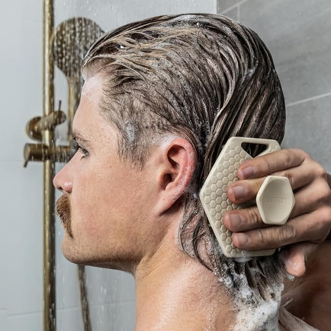 TOOLETRIES Scalp Scrubber - Silicone Exfoliating Hair Scrubber for Men, Bath & Shower Accessories - Durable Scalp Massager that Boosts Circulations & Strengthens Hair - Sand