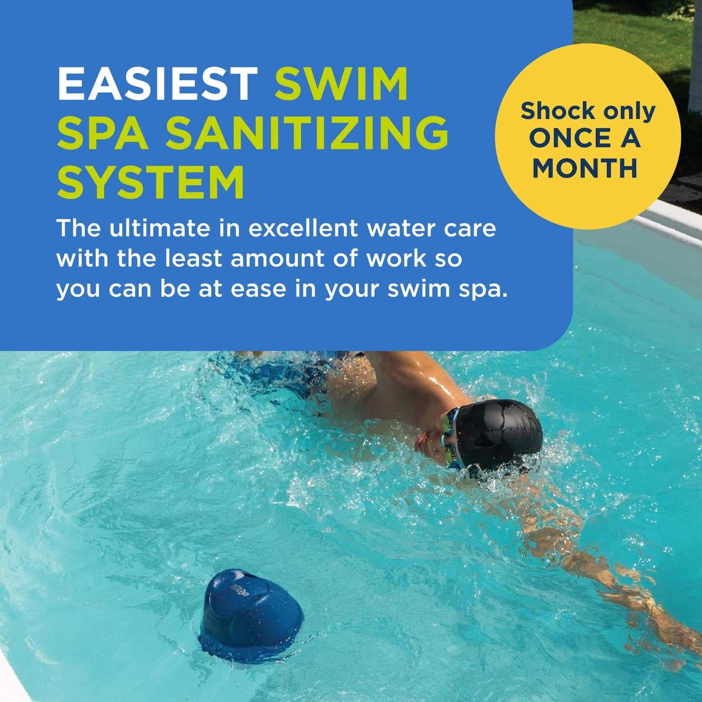 FROG @Ease Floating System for Swim Spas - Quick & Easy Self-Regulating Swim Spa Sanitizer - Swim Spa Maintenance System with Sanitizing Minerals & SmartChlor Technology