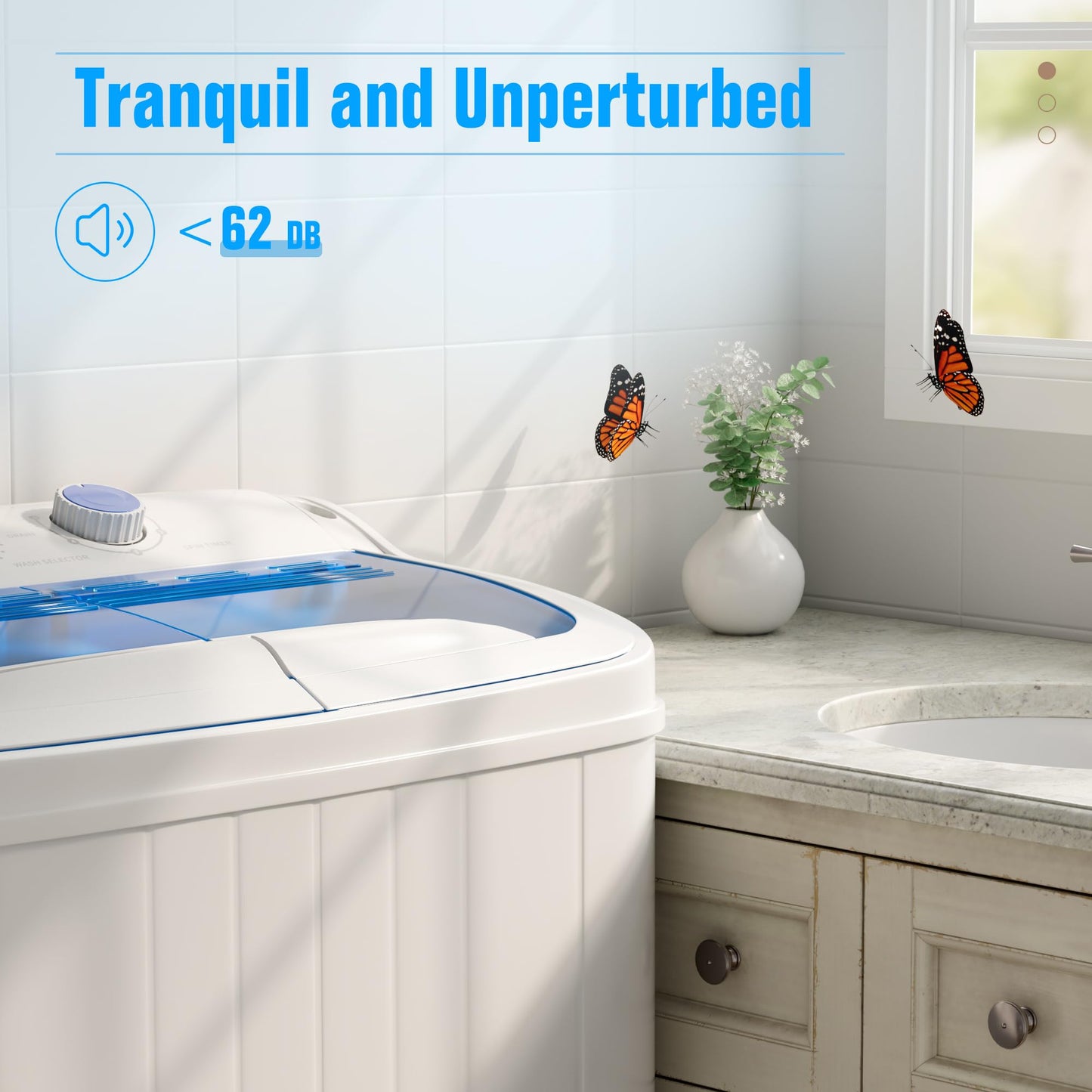 INTERGREAT Portable Washing Machine, 16lbs Twin Tub Portable Washer with 9.6Lbs Washer and 6.4Lbs Spinner dryer, Semi-automatic Washer Machine Combo for Dorms, Apartments, Blue