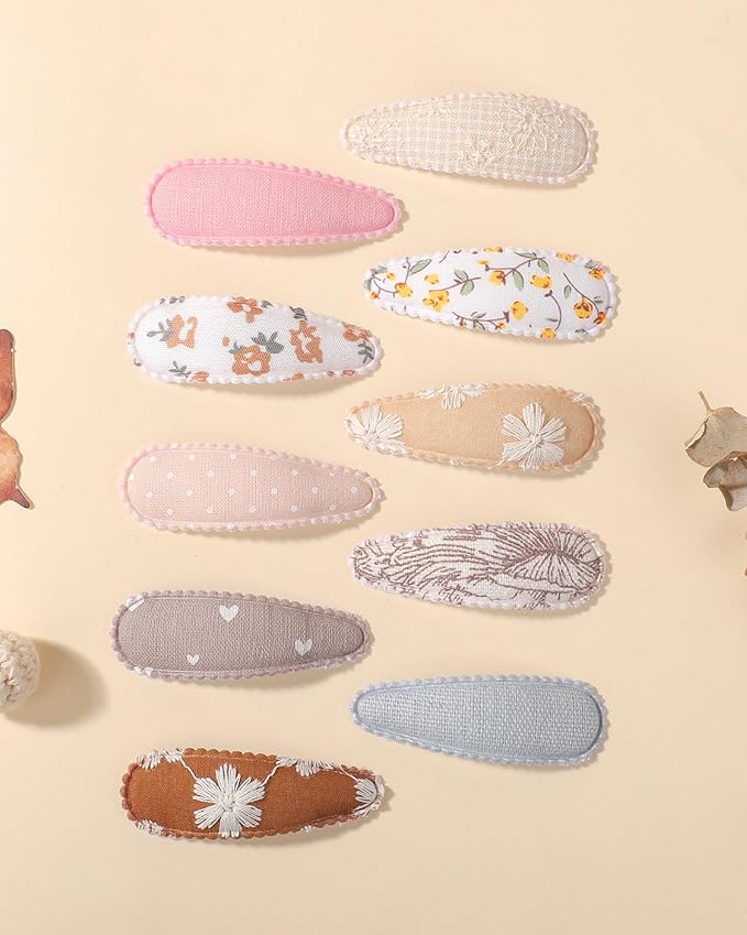 doboi 20Pcs Toddler Hair Clips Hair Barrettes Baby Girls Hair Bows Clips Floral Print Non Slip Snap Hairpins Flower Hair Clips for Girls Kids Toddler Hair Accessories