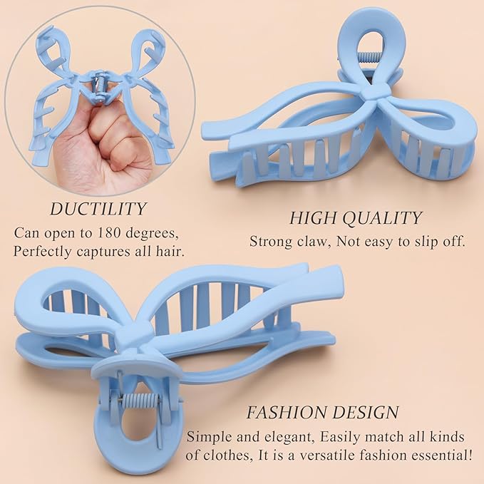 4 Pcs Bow Hair Clips Elegant Hair Claw Butterfly Hair Accessories for Girls Nonslip Butterfly Clips Hair Styling Accessories for Women