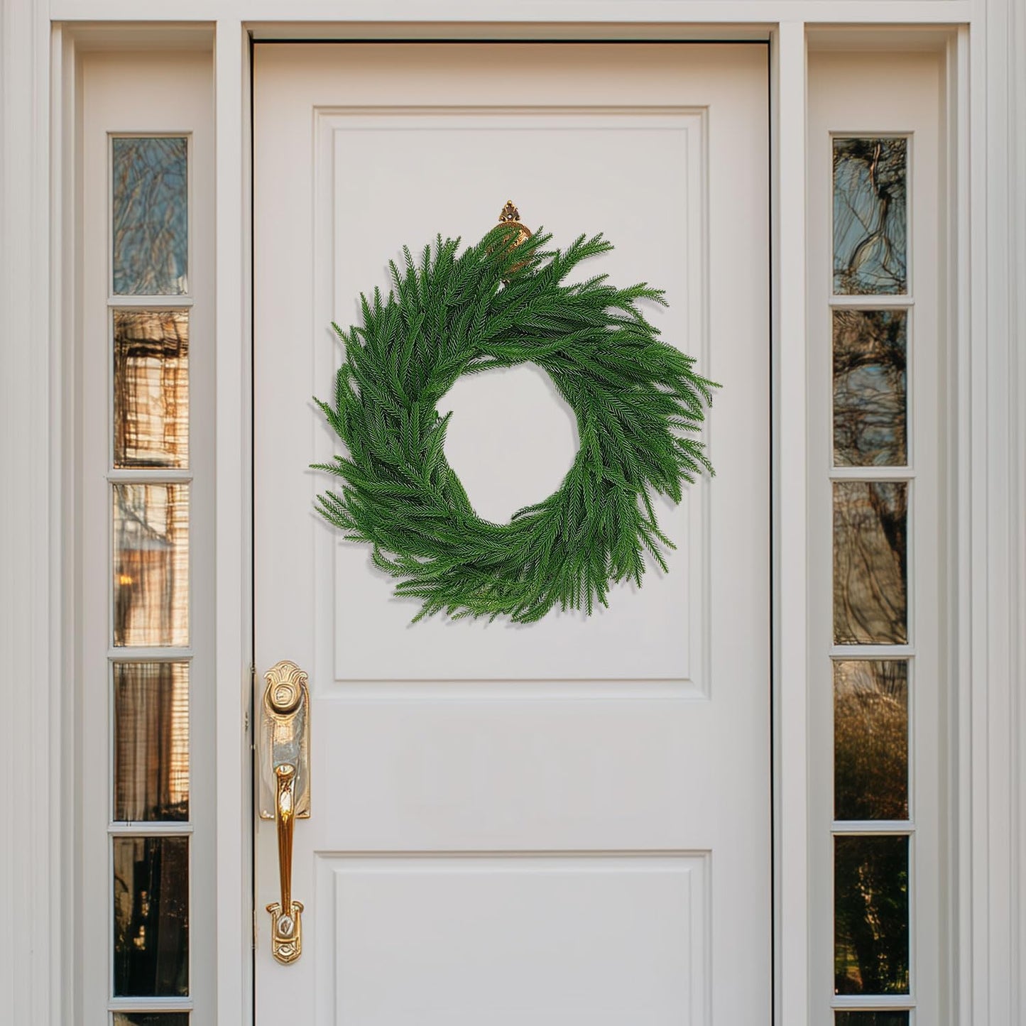 6 Ft 2 Pcs Artificial Norfolk Pine Garland, Real Touch Green Faux Greenery Garland for Christmas Table, Mantle, Wall, Fireplace, Indoor Outdoor Holiday Decor