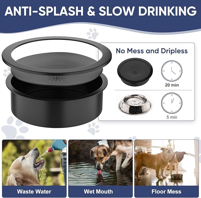 XIAZ Elevated Dog Bowls Large Breed Raised Dogs Bowl Stand Large/Medium Sized Dog Slow Feeder Dogs Bowls Food Water Stands 5 Heights Adjustable 9/11/12/14in Pet Feeder Dish Station