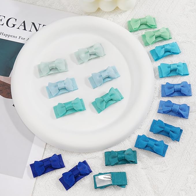 CÉLLOT Hair Clip, 120pcs Baby Girls Grosgrain Ribbon 1.2" Mini Bow Snap Clips, 60 Colors for Infant Toddlers Fine Thin Hair in Pairs