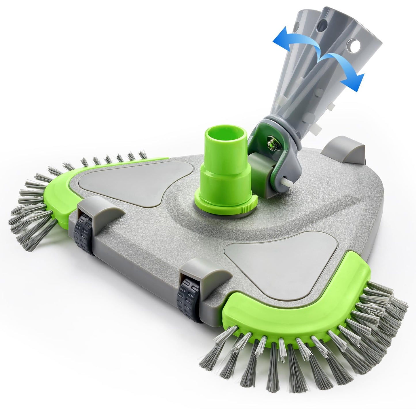Sepetrel Upgraded Pool Vacuum Head with Wheels,Smart Swivel Handle & Swivel Hose Adapter,Weighted Triangular Shape Brush Head, for Inground/Above Ground Swimming Pools
