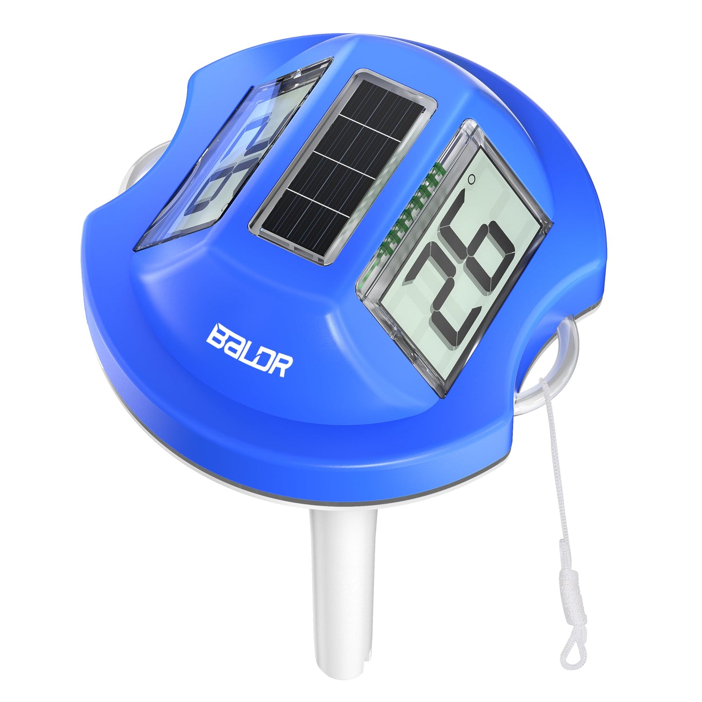 BALDR Pool Thermometer Floating Easy Read, Solar Digital Pool Thermometer with Dual Large Screens, IPX7 Water Temperature Gauge for Inground Above Ground Pools & Spas (Darkblue)