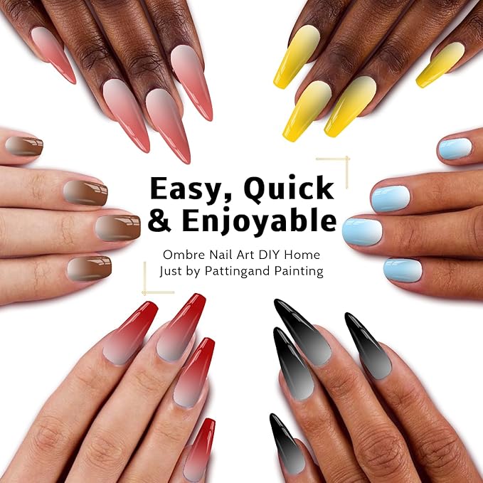 Christmas Gel Polish, 9 Colors Ombre Patting Gel Nail Polish Palette 100 Sponges 6 Brushes 1Grabber, Blending Color Gradient Painting Nails Art, No Wipe, UV/LED Cured (Set 04)