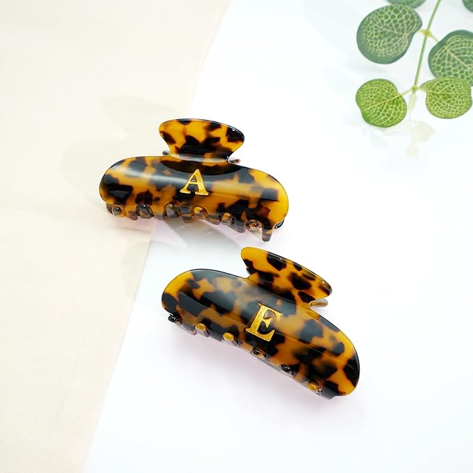 Acrylic Letter Hair Clips for Women -Tortoise Shell Monogram Hair Claw Alphabet Large Hair Clip, Fashion Glitter Claw Clips Elegant And Durable Hair Accessory, Letter B