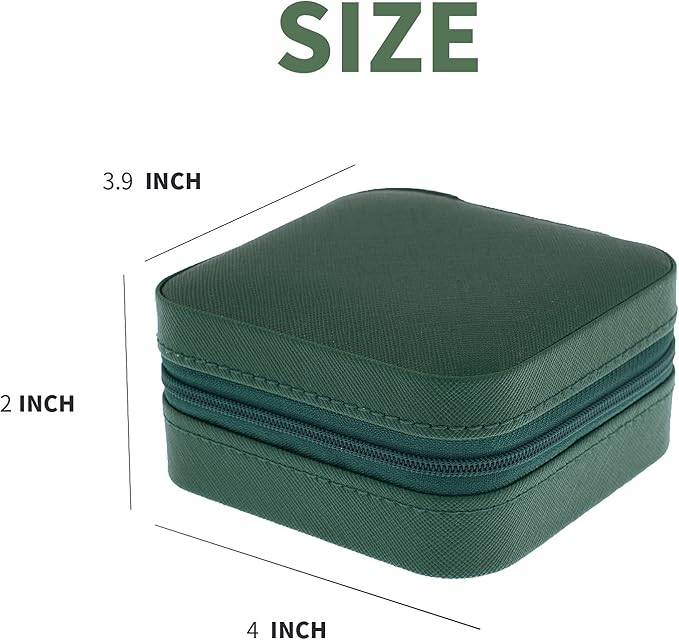KElofoN Travel jewelry case Travel jewelry box Travel Jewelry Organizer Small box Gift for Girls Women with Mirror(Green)
